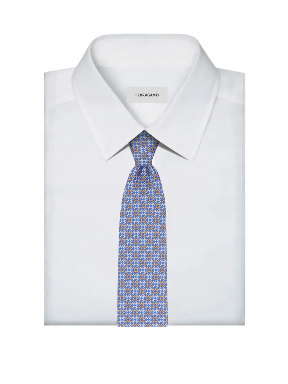 Ferragamo gancini-print silk tie Blauw
