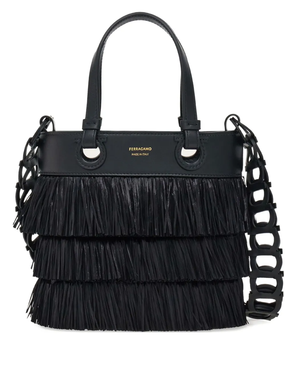 Ferragamo layered-fringe tote bag | Black | Image 1