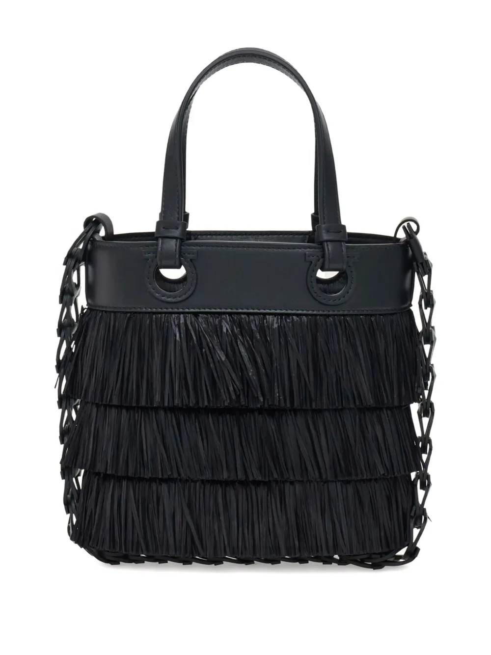 Ferragamo Gelaagde shopper met franje Zwart