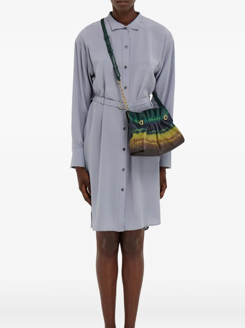Ferragamo Soft-bag tie-dye gathered shoulder bag - Groen