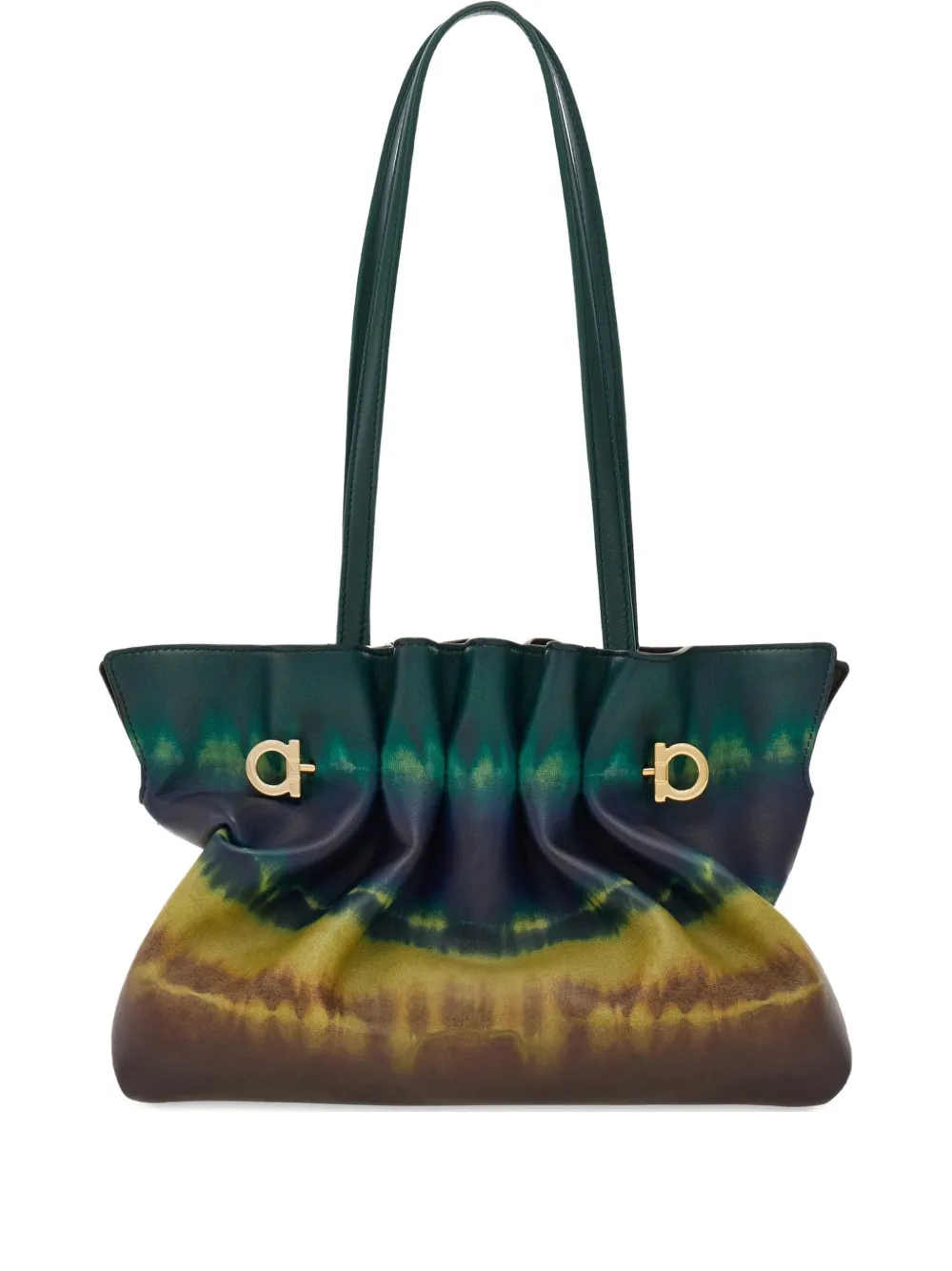 Ferragamo Gesmockte schoudertas met tie-dye print Groen