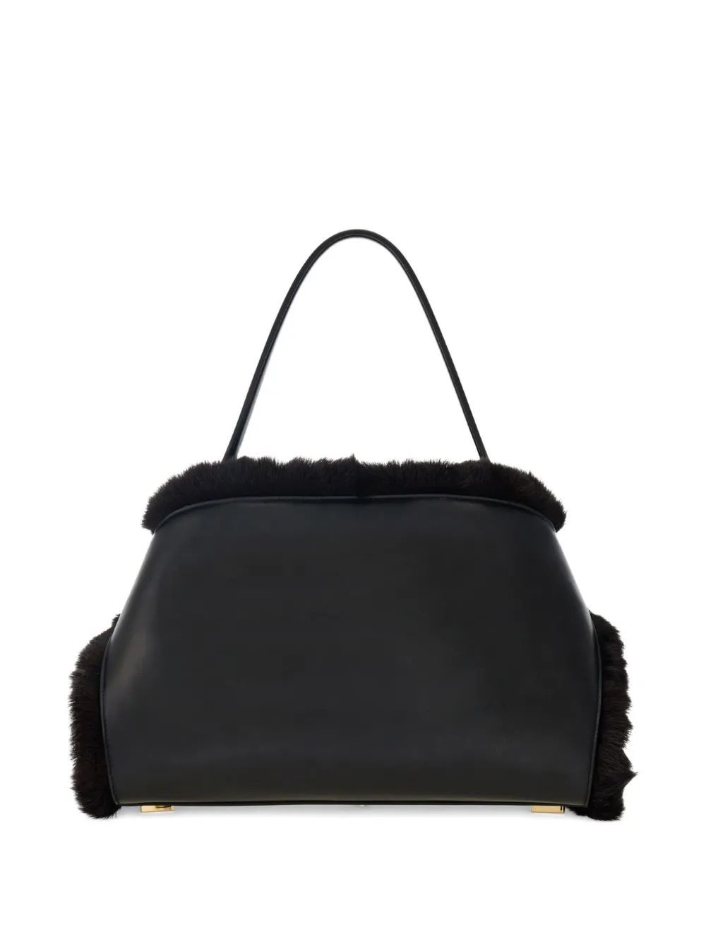 Ferragamo Hug Soft medium schoudertas met afwerking van bont - Zwart