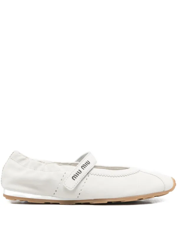 Miu Miu Nappa Leather Ballet Flats in White