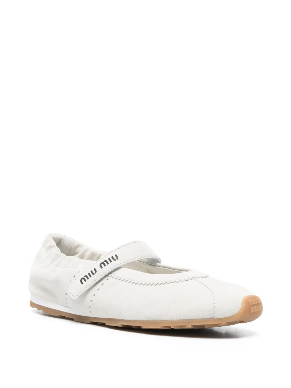 Miu Miu Ballerina's van nappa leer - Wit