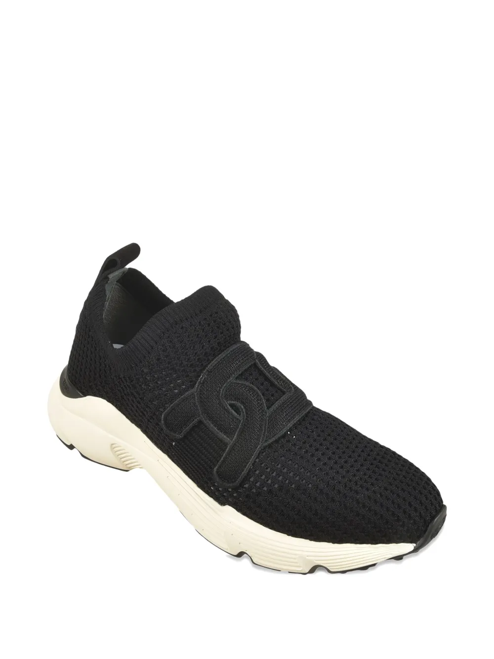 Tod's logo-detail knit slip-on shoes B999 BLACK