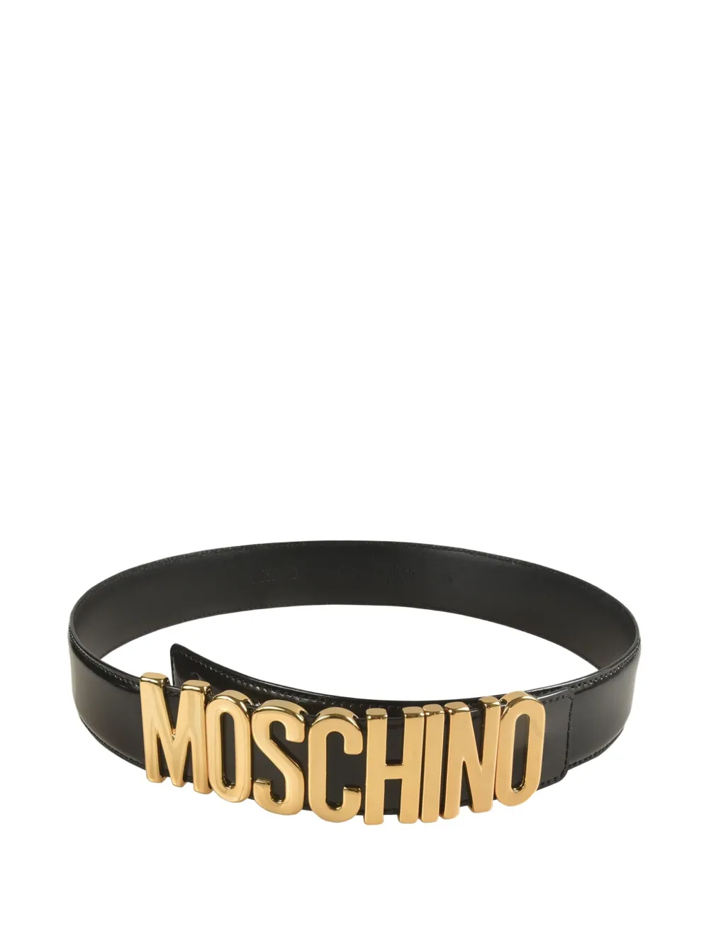 Moschino Leren riem met logoplakkaat Zwart