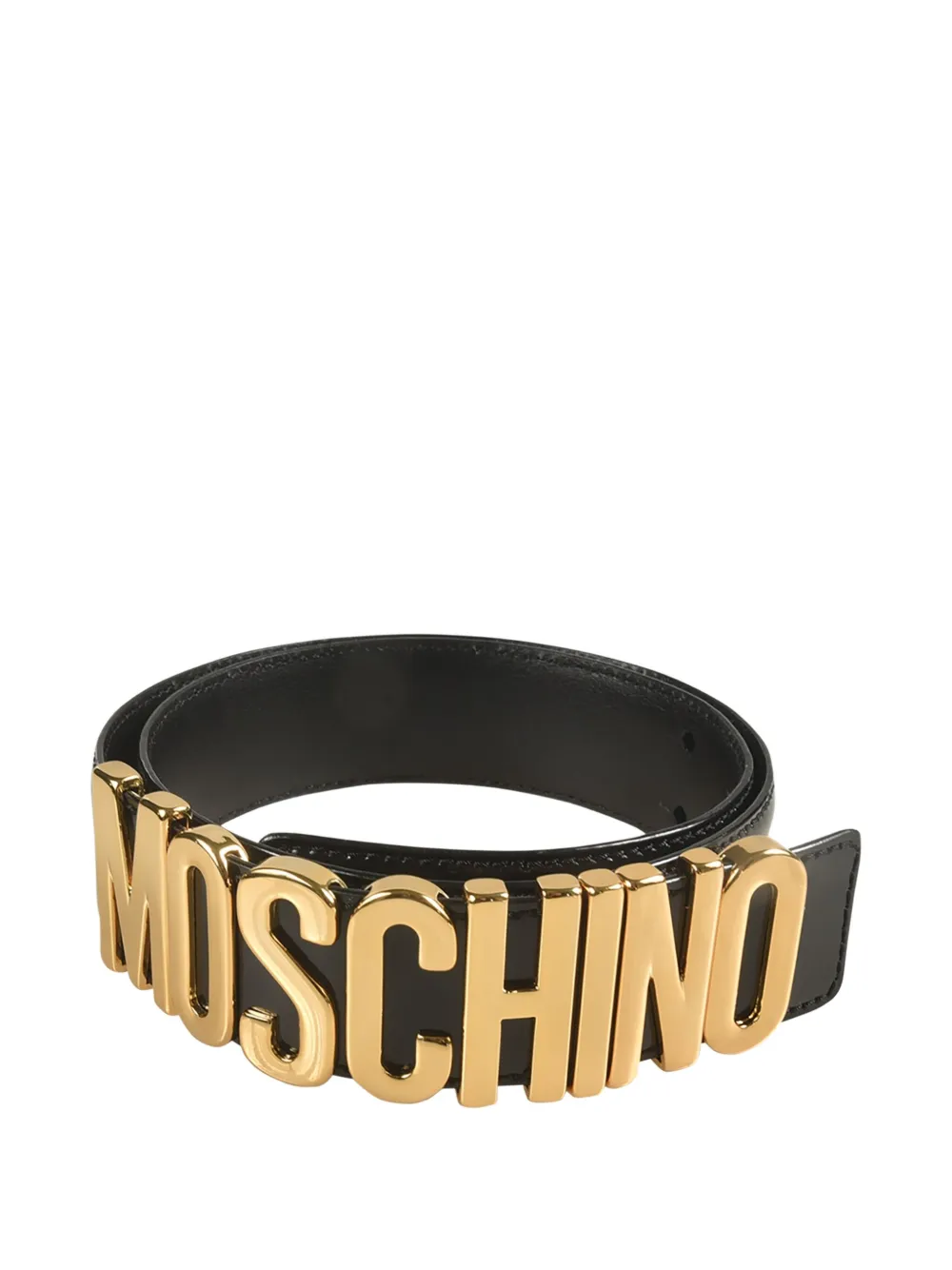 Moschino Leren riem met logoplakkaat Zwart