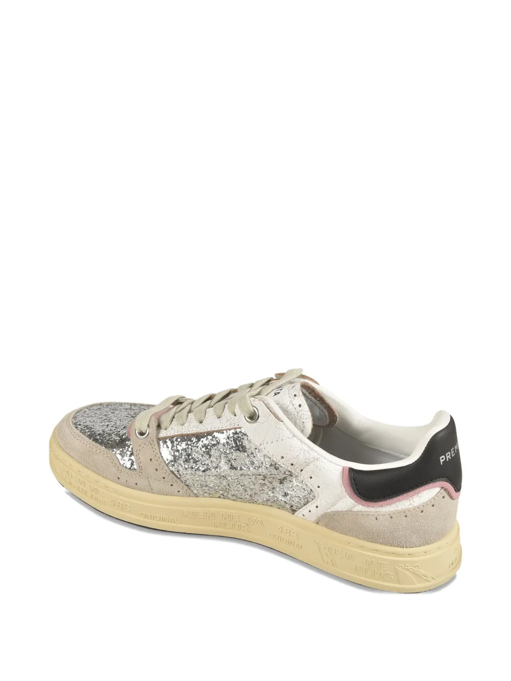 Premiata Quinnd glittered leather sneakers Silver