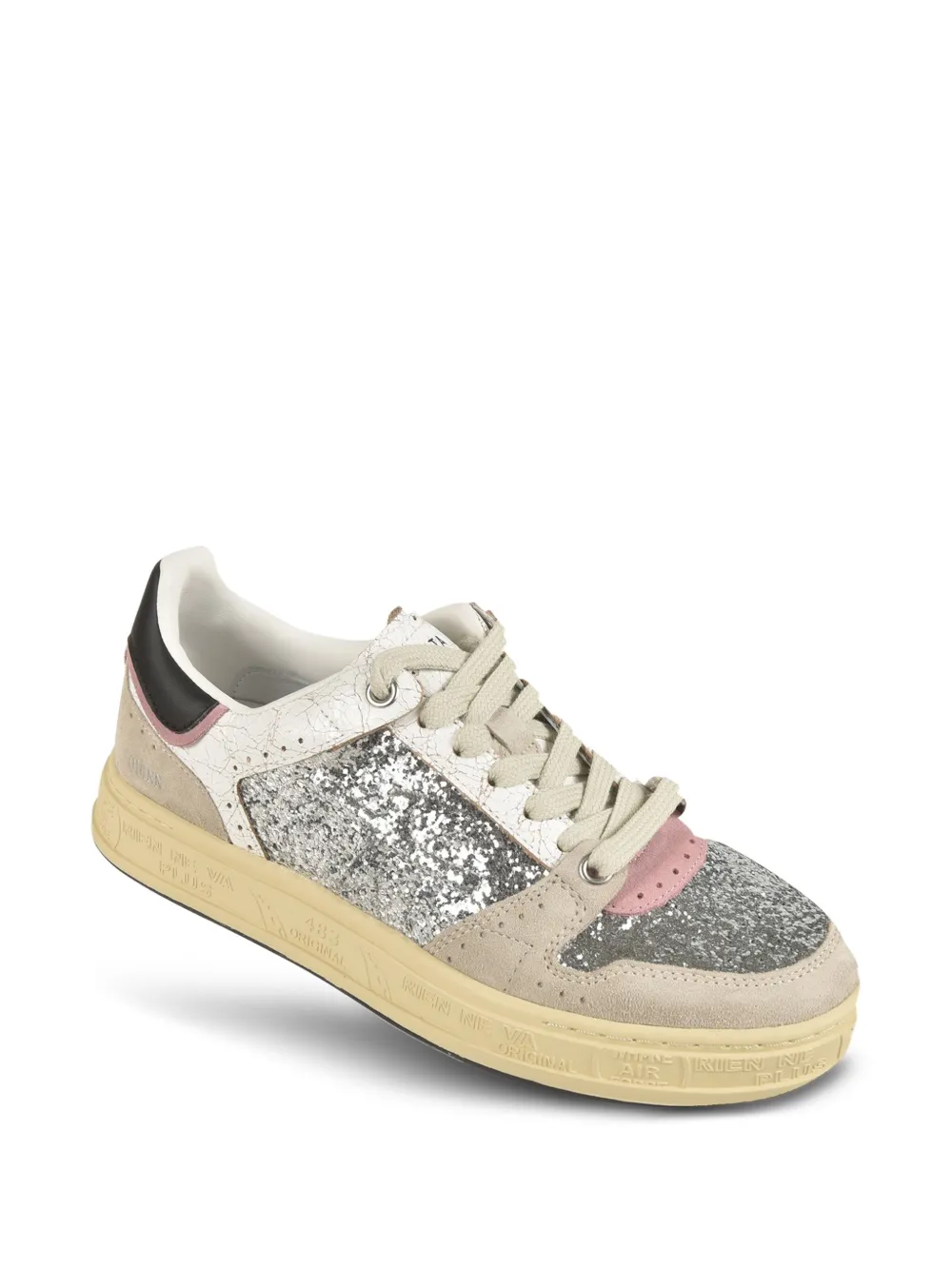 Premiata Quinnd glittered leather sneakers Silver