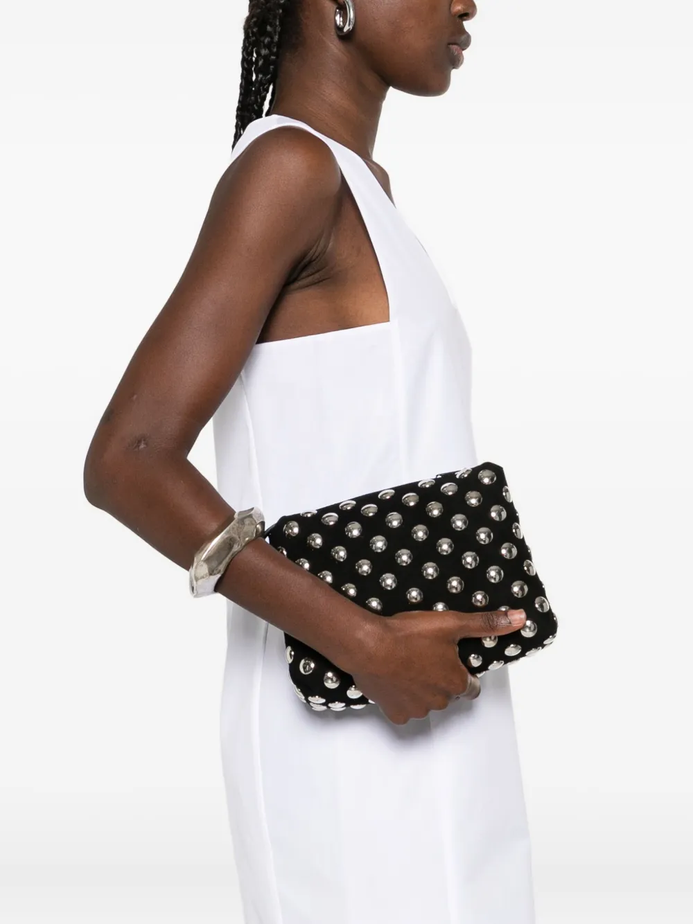 KHAITE Lina clutch met metalen studs - Zwart