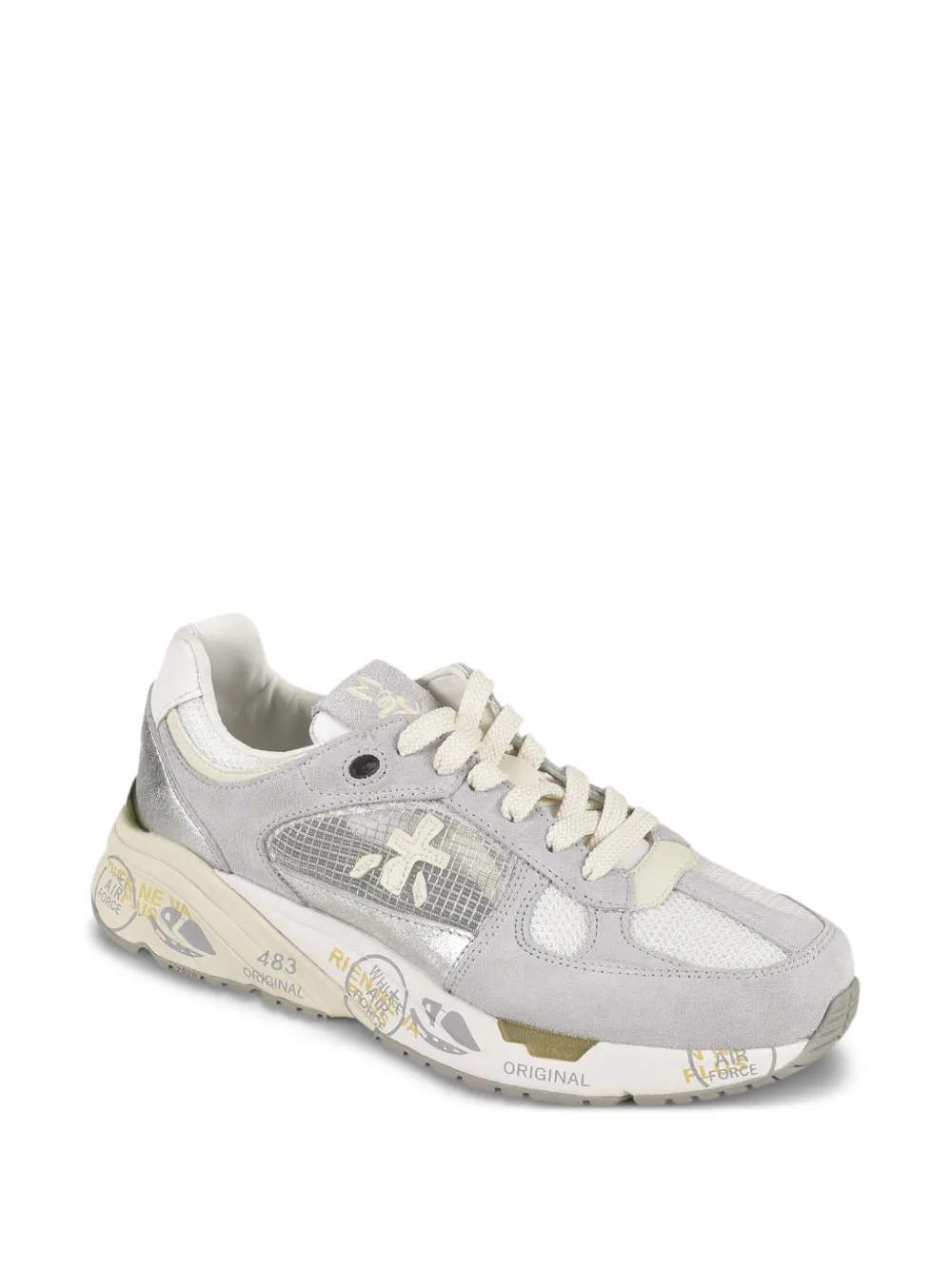 Premiata Mased mesh-panel suede sneakers Grey