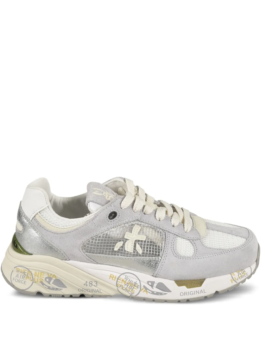 Premiata Mased mesh-panel suede sneakers Grey