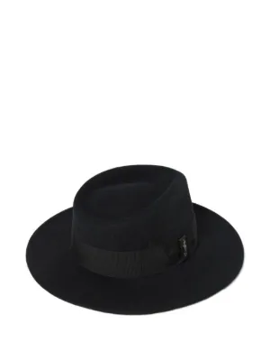 Borsalino bow-embellishment Straw Fedora Hat | Black  display picture 1