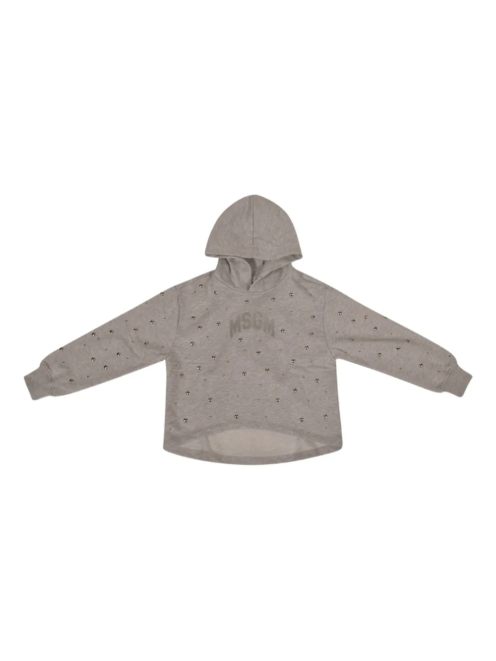 MSGM Kids Verfraaide hoodie met capuchon Grijs