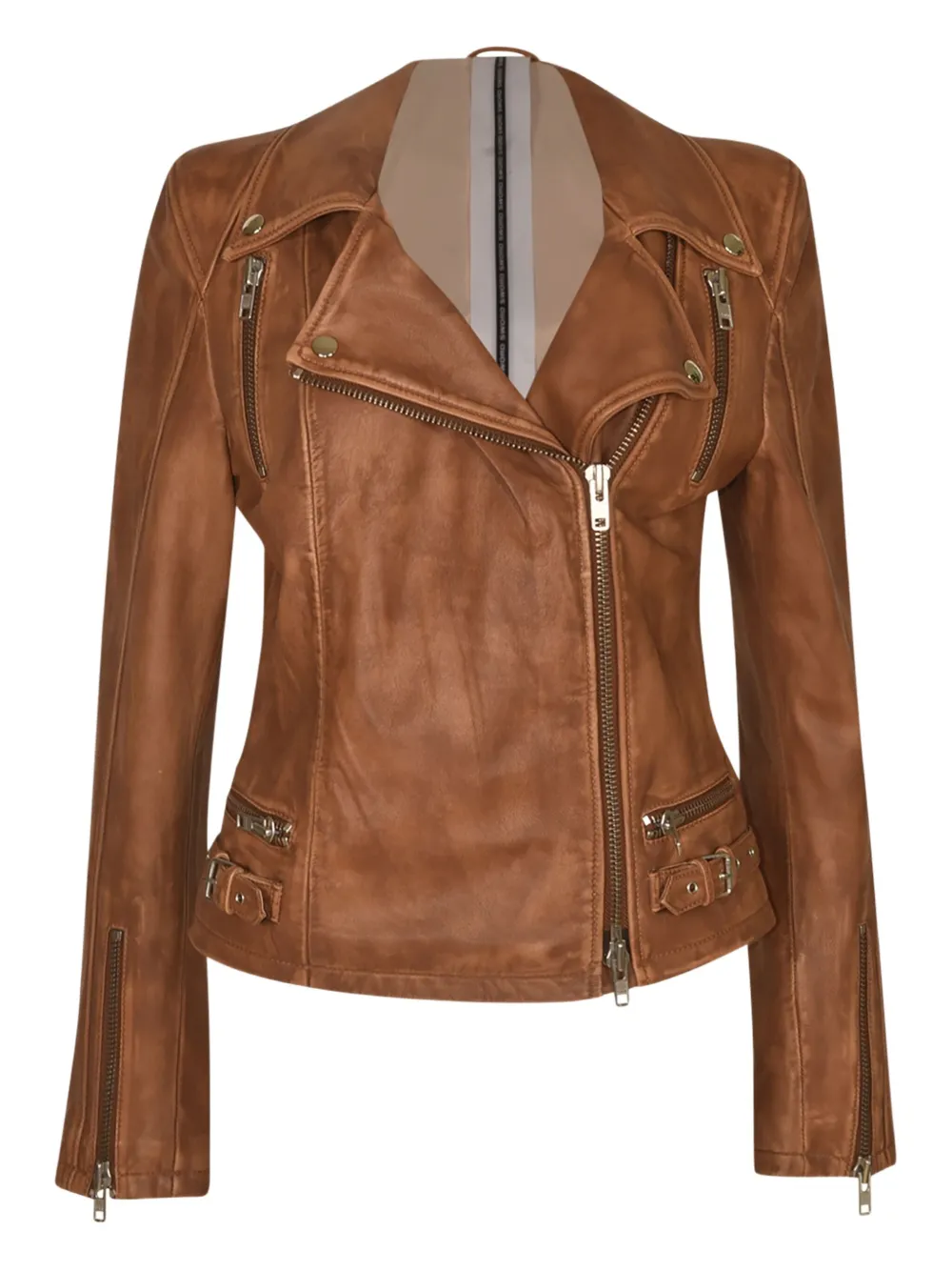 Sword leather zip-fastening jacket