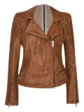 Sword leather zip-fastening jacket - Brown