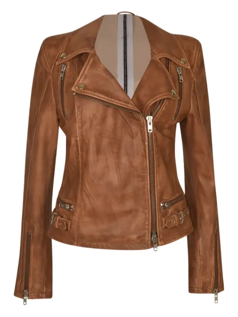 Sword leather zip-fastening jacket 