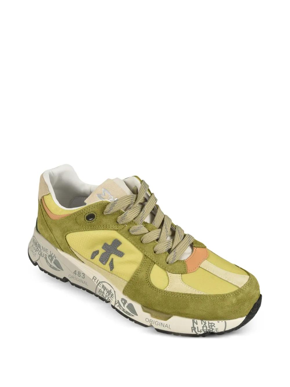 Premiata suede leather panelled sneakers Yellow