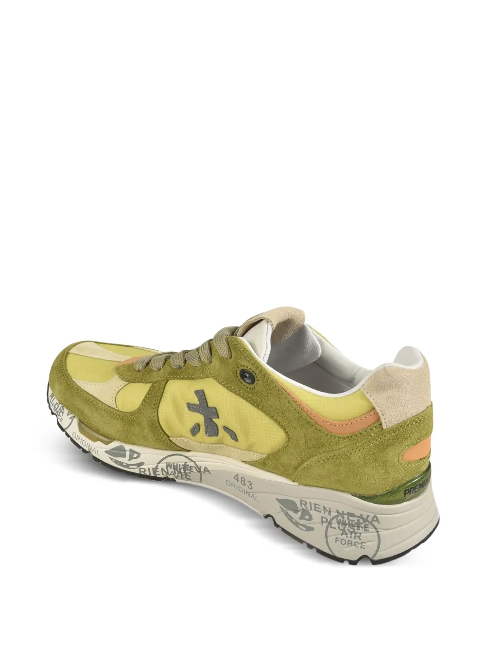 Premiata suede leather panelled sneakers Yellow