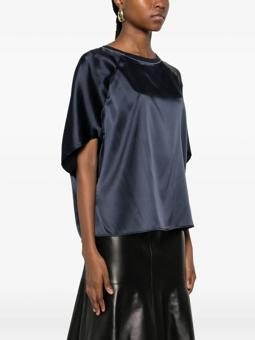 Purotatto Round-neck Chain-detail T-shirt In Blue