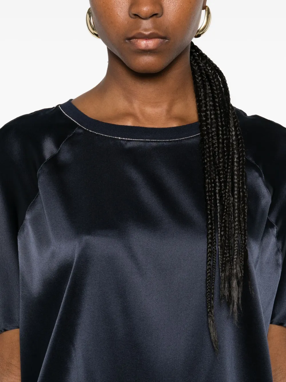 Purotatto Round-neck Chain-detail T-shirt In Blue