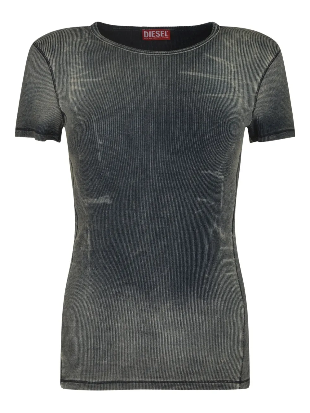 Diesel Geribbelde top met acid-wassing Zwart