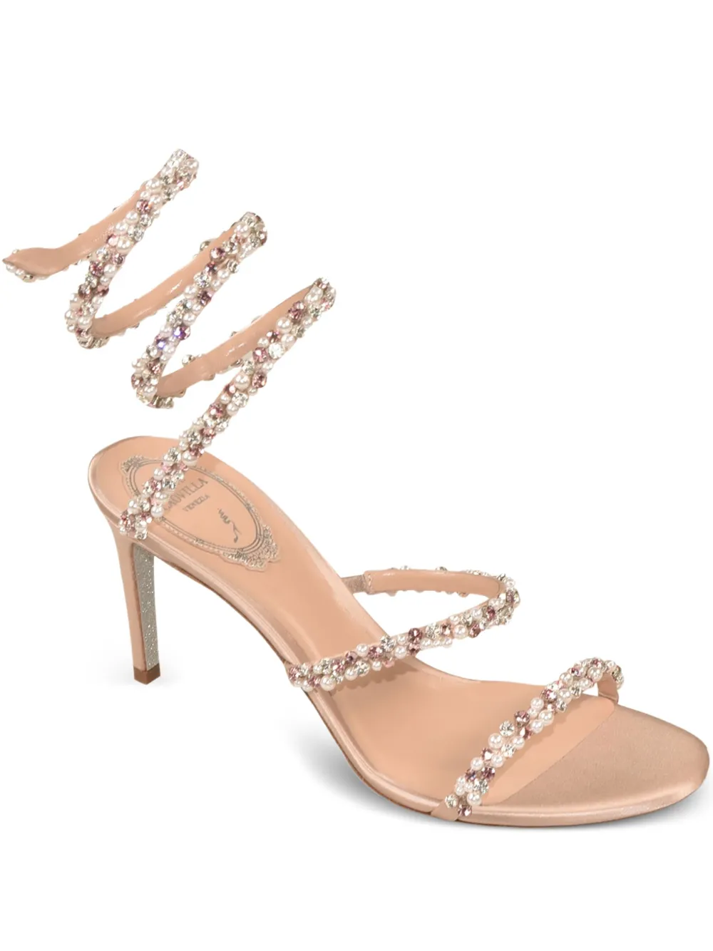 René Caovilla 105mm Pearl crystal-embellished sandals Neutrals