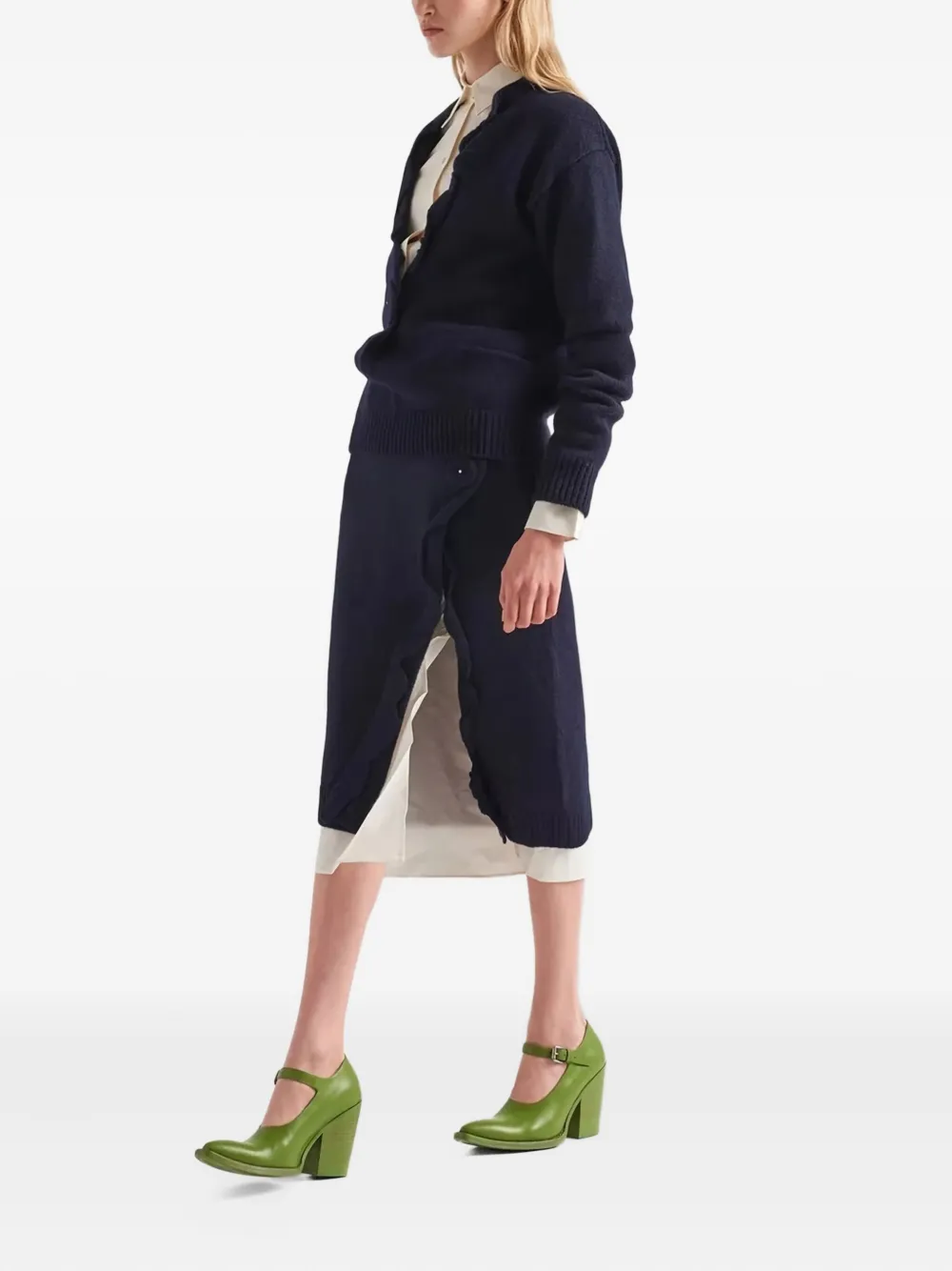 Prada button-detailed cashmere midi skirt - Blauw
