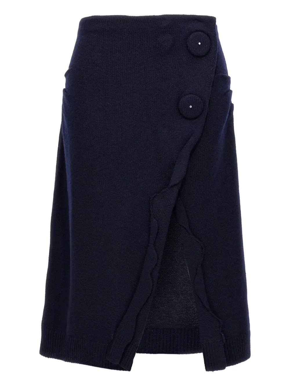Prada Kasjmier midi-rok met knoopdetail Blauw