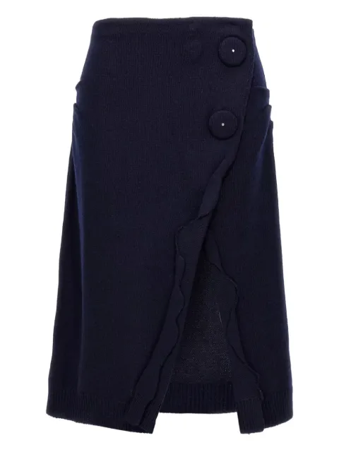 Prada button-detailed cashmere midi skirt