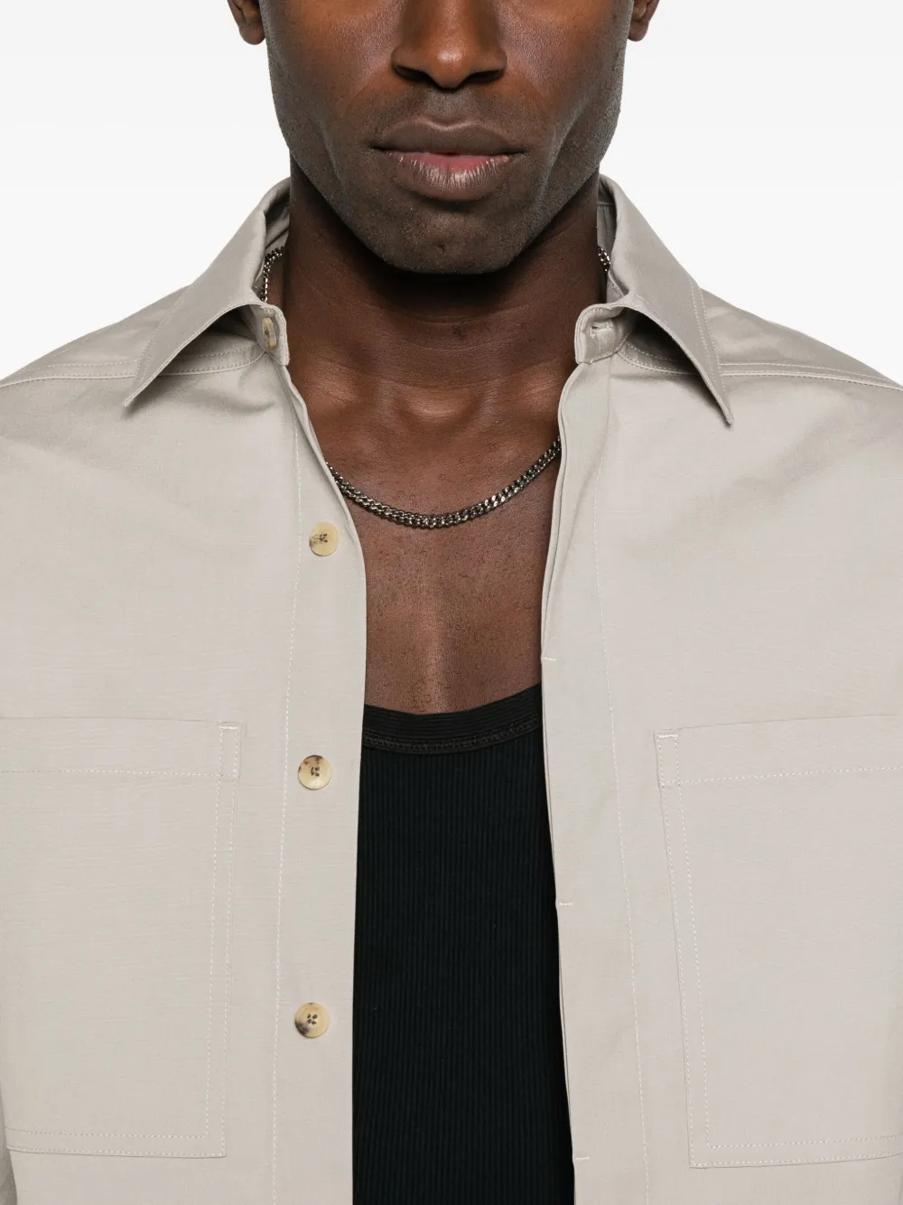 Rick Owens Long-sleeve Pocketed Shirt In Neutral