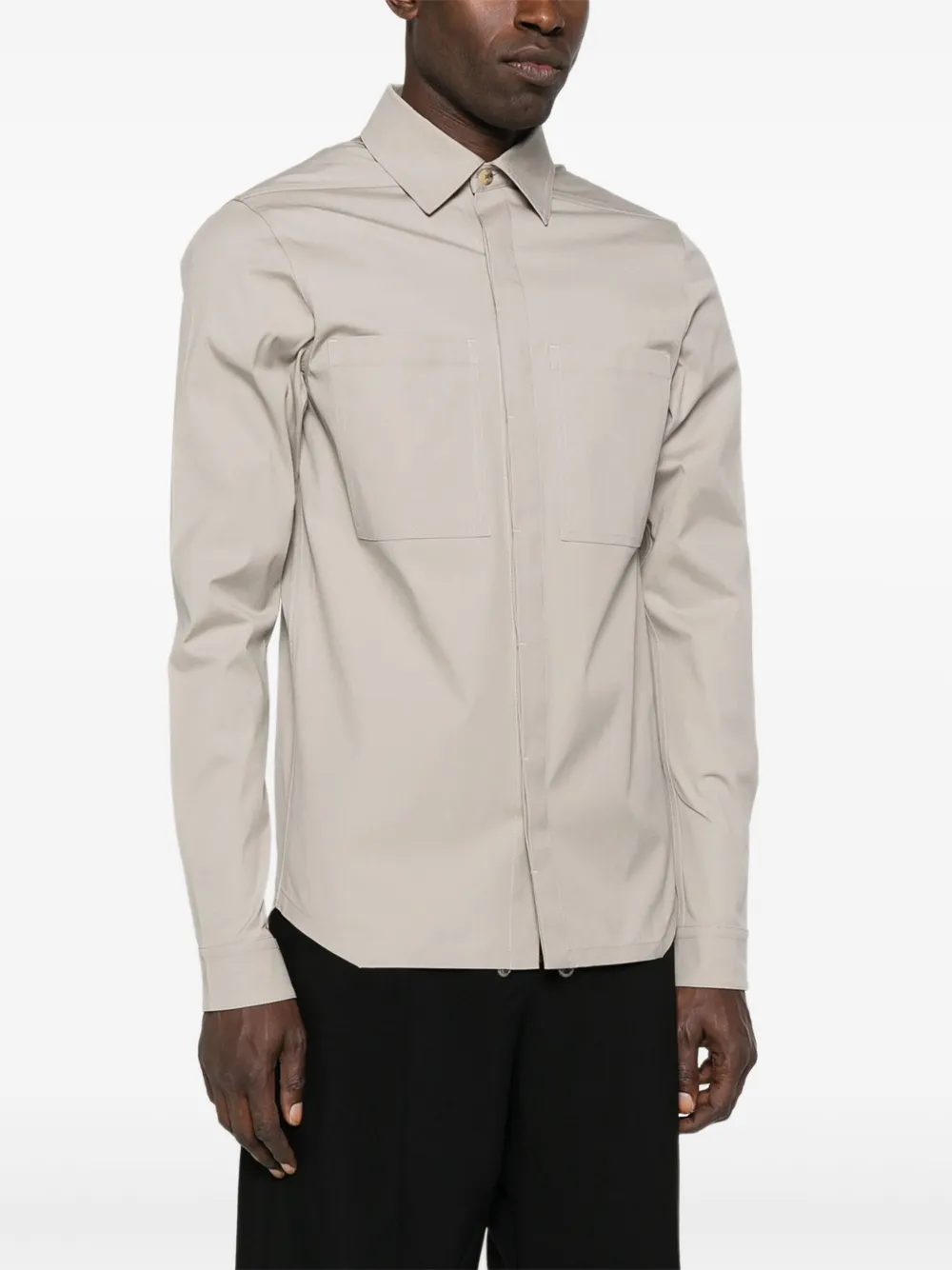 Rick Owens Long-sleeve Pocketed Shirt In Neutral