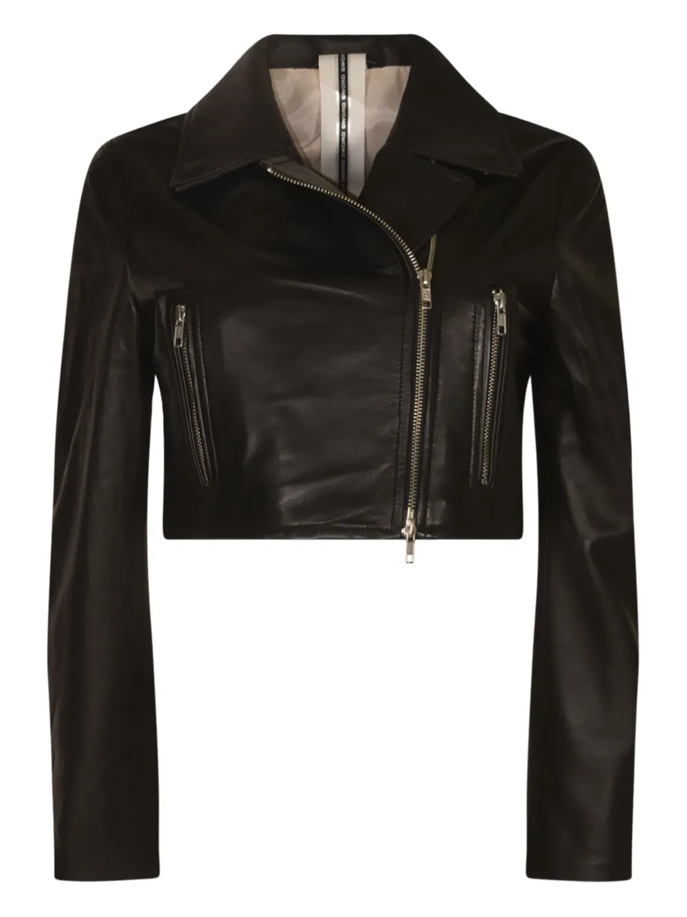 Sword cropped zip-front leather jacket | Black | Image 1