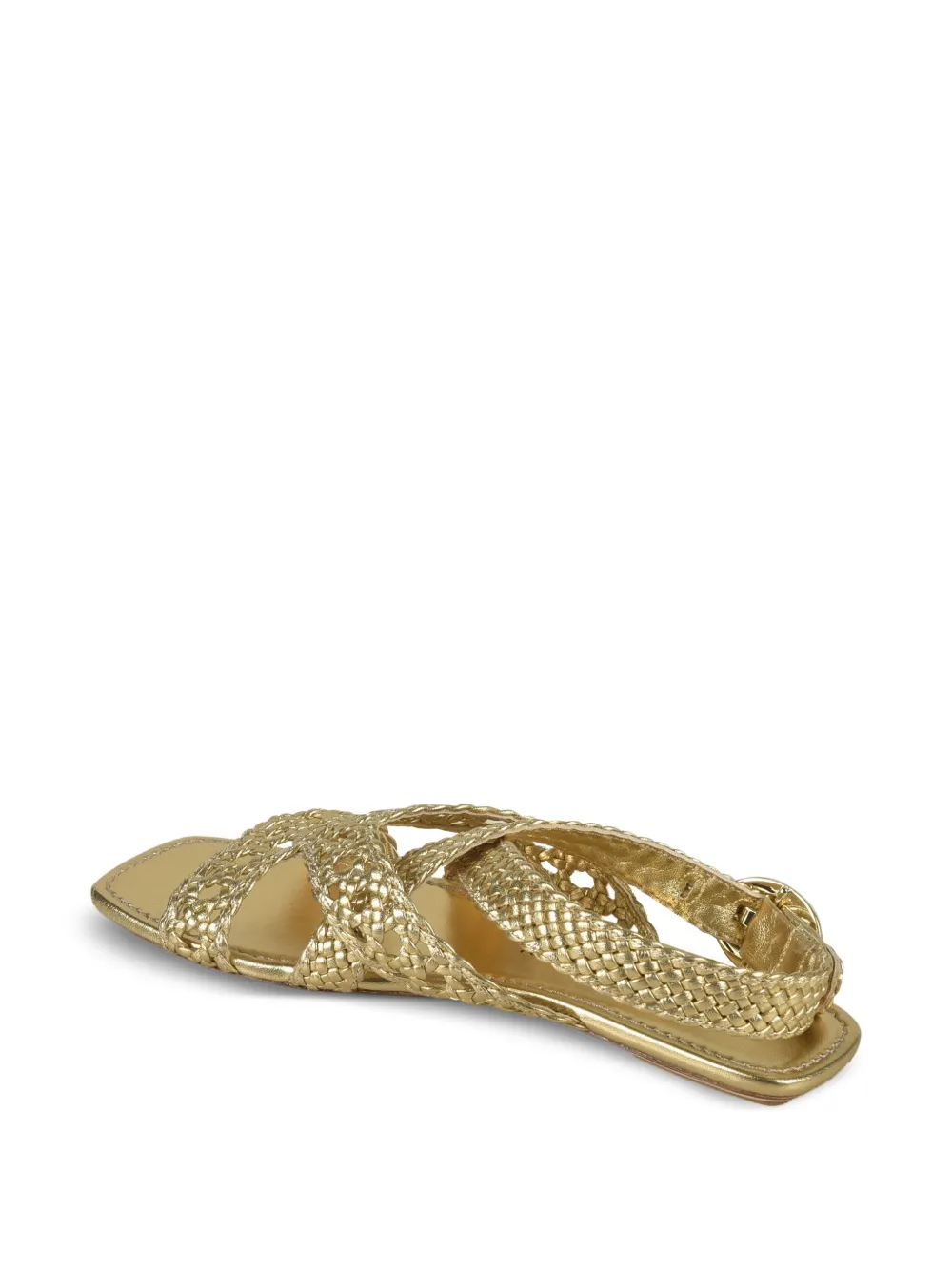 Stuart Weitzman woven leather sandals Gold