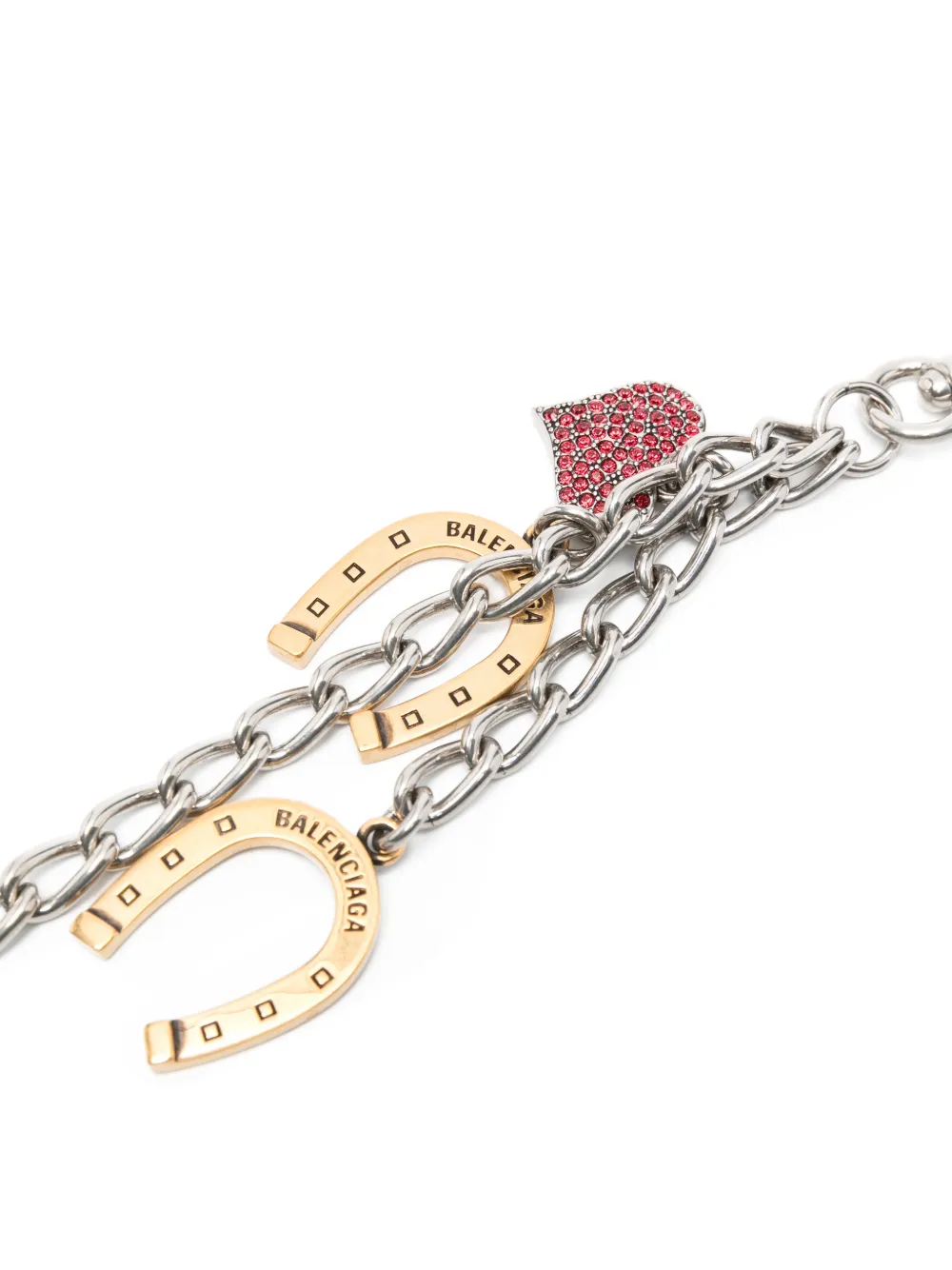  Balenciaga Horseshoe Heart Keyring - Silver 