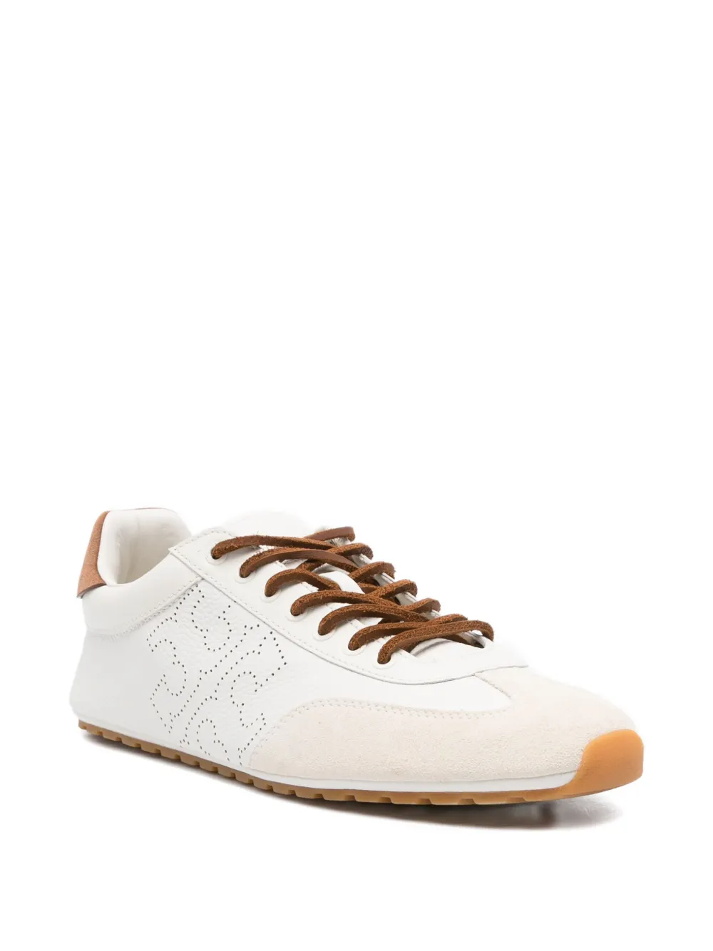 Tory Burch Travel leather perforated sneakers - Wit