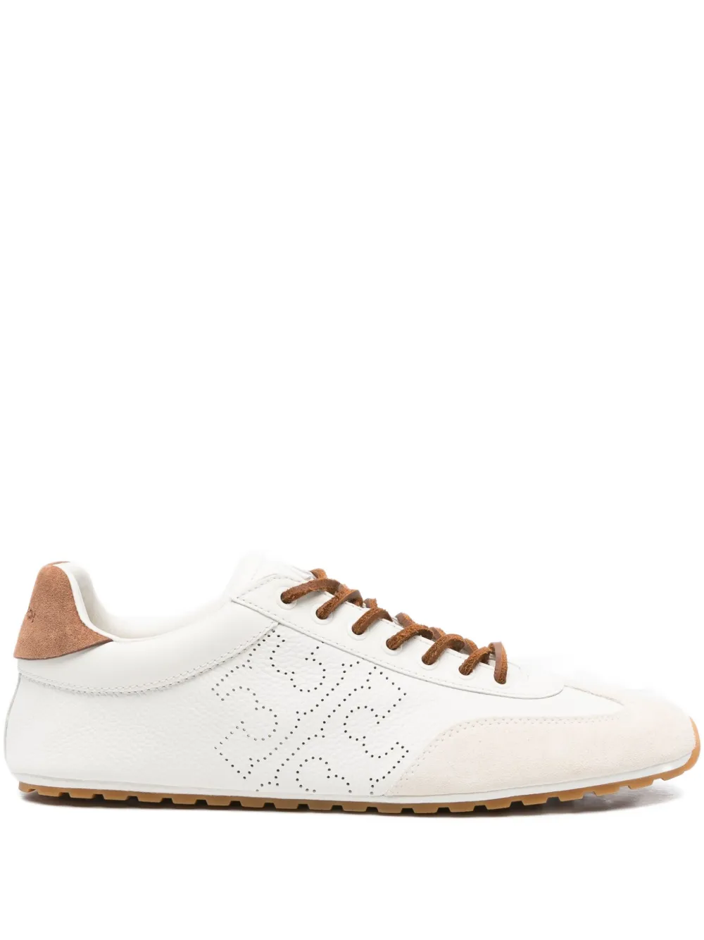 Tory Burch Travel Leather Perforated Sneakers In White