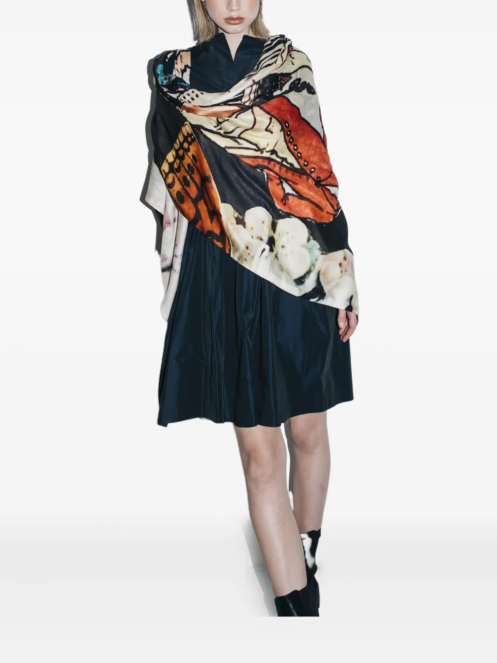 Talking Walls Patchwork-print Scarf In Brown