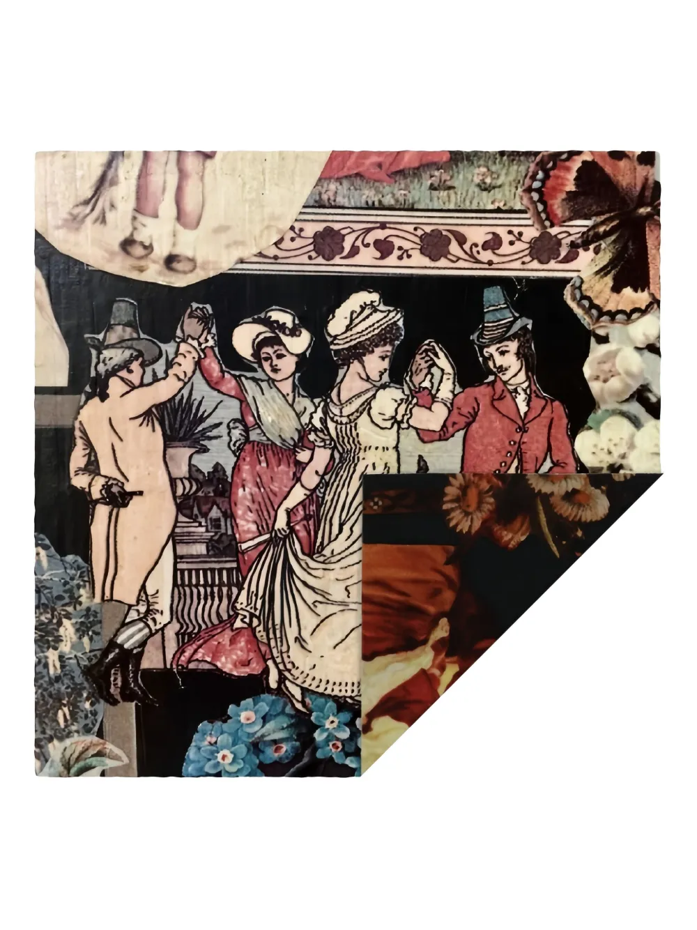 TALKING WALLS patchwork-print scarf - Zwart