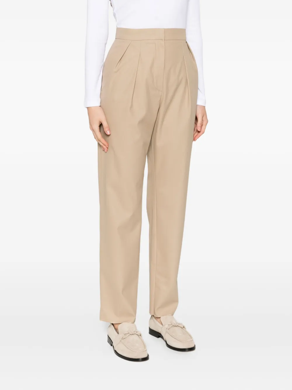 Max Mara Dede plooibroek met gerafelde afwerking Beige