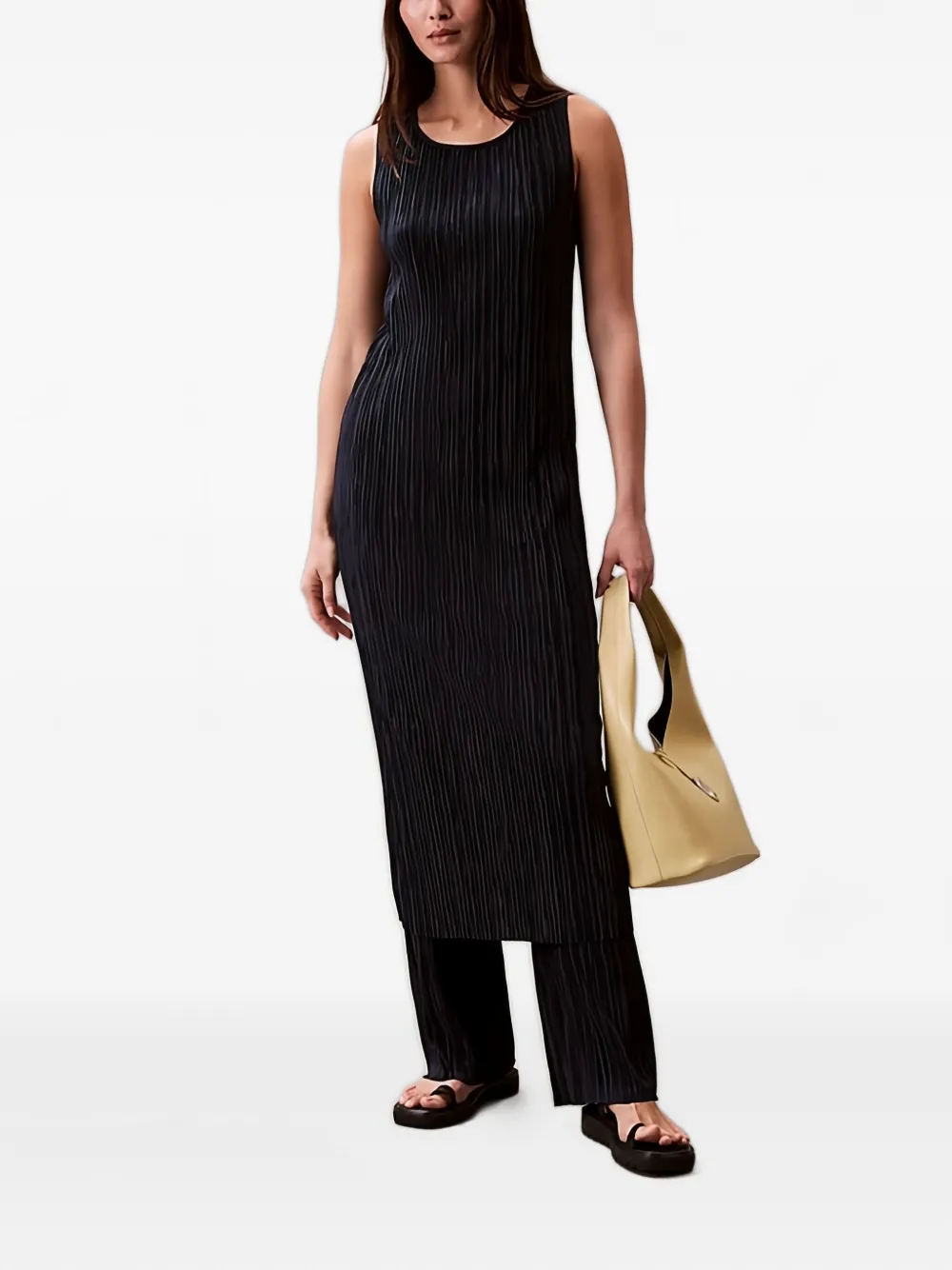 Calvin Klein Geplooide mouwloze midi-jurk - Blauw