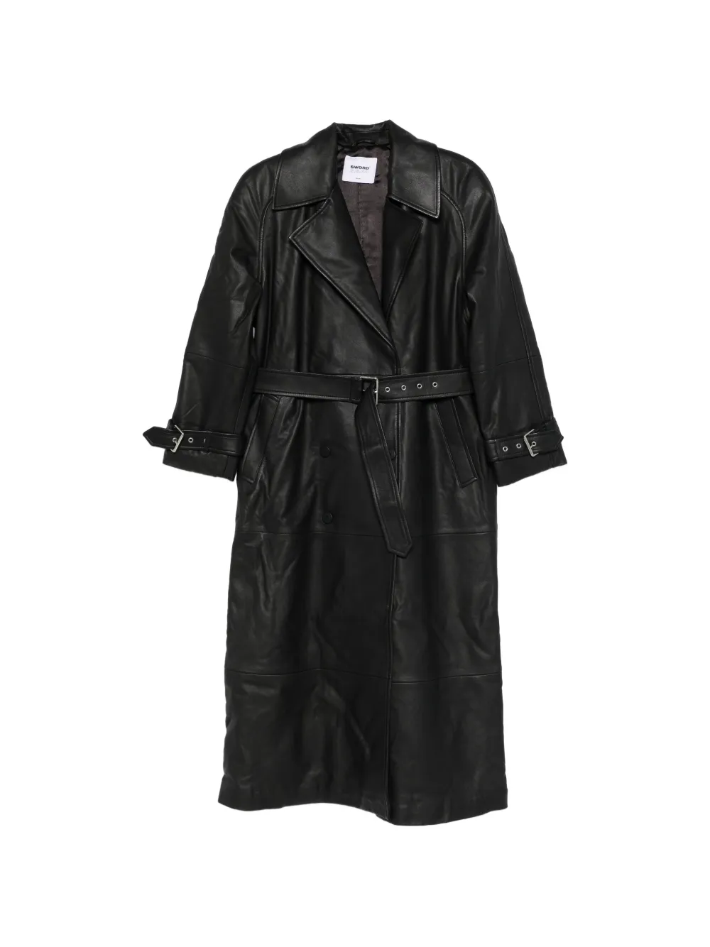 Sword belted double-breasted coat - Nero