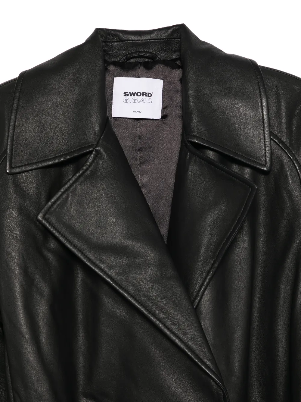  Sword Belted Double-breasted Coat - Black 