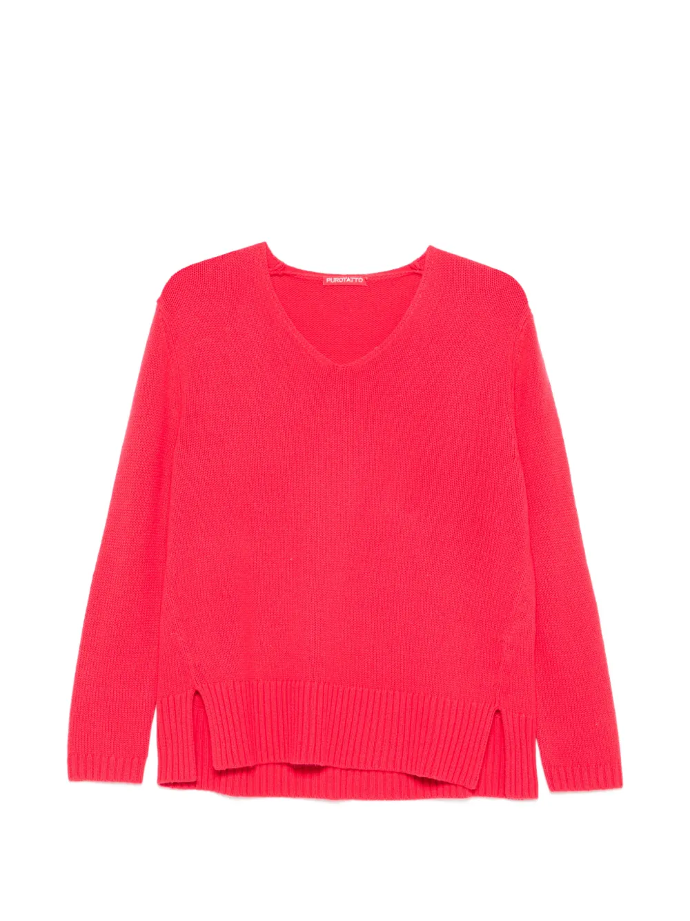 Purotatto V-neck side slits sweater - Pink