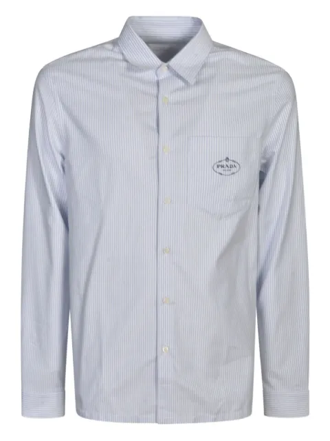 Prada striped logo-plaque shirt