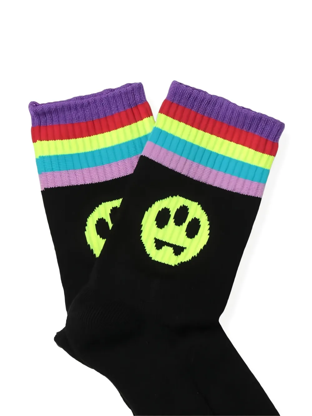 Barrow Rainbow-stripe Smiley-face Socks In Black