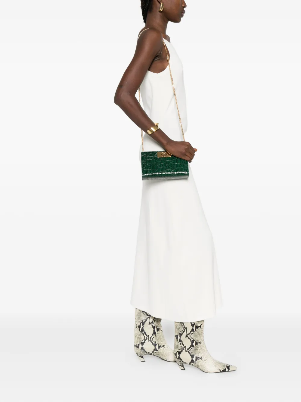 Giuseppe Zanotti Clutch met krokodillen-reliëf Groen