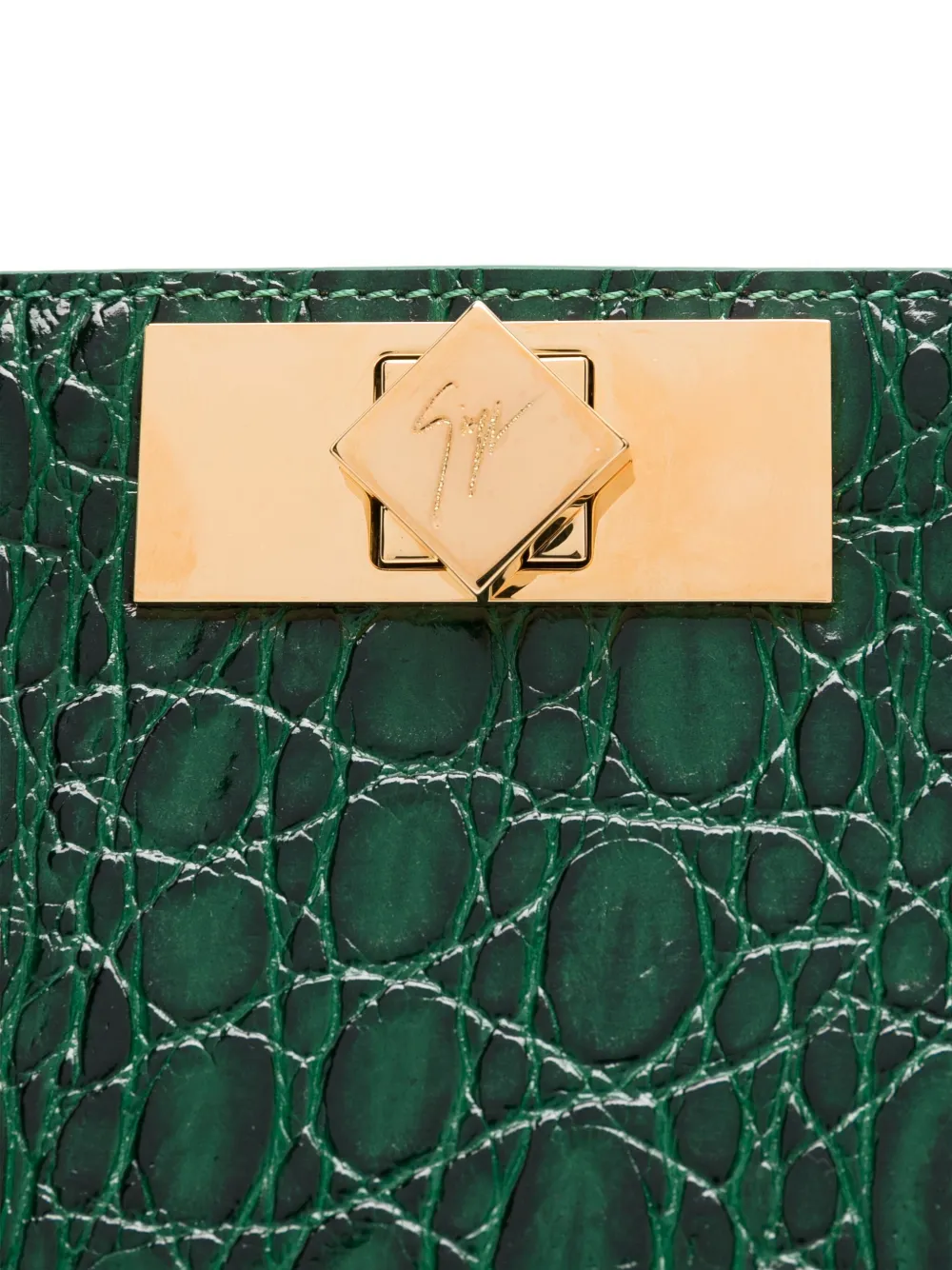 Giuseppe Zanotti Clutch met krokodillen-reliëf Groen