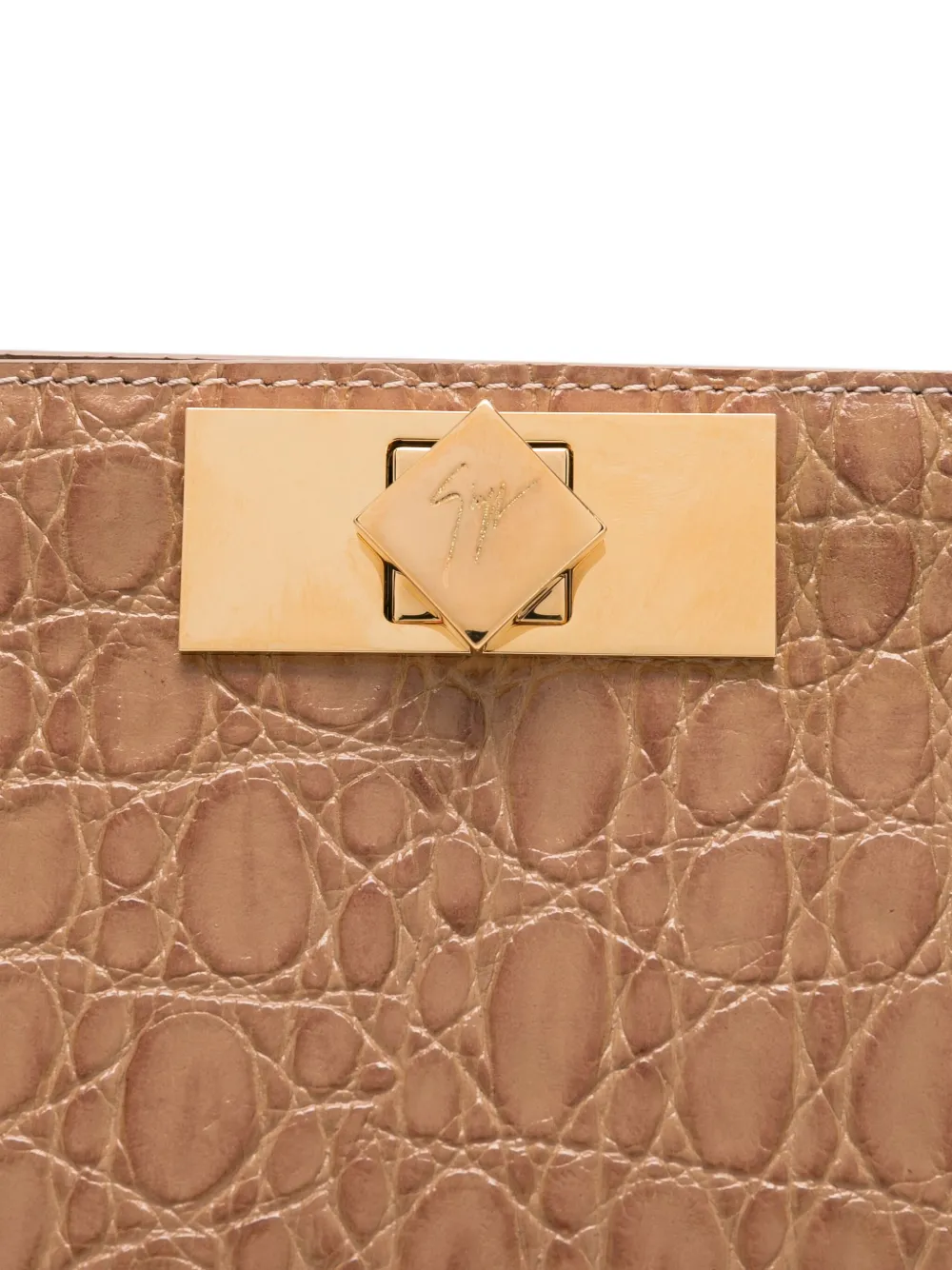 Giuseppe Zanotti Clutch met krokodillen-reliëf Bruin
