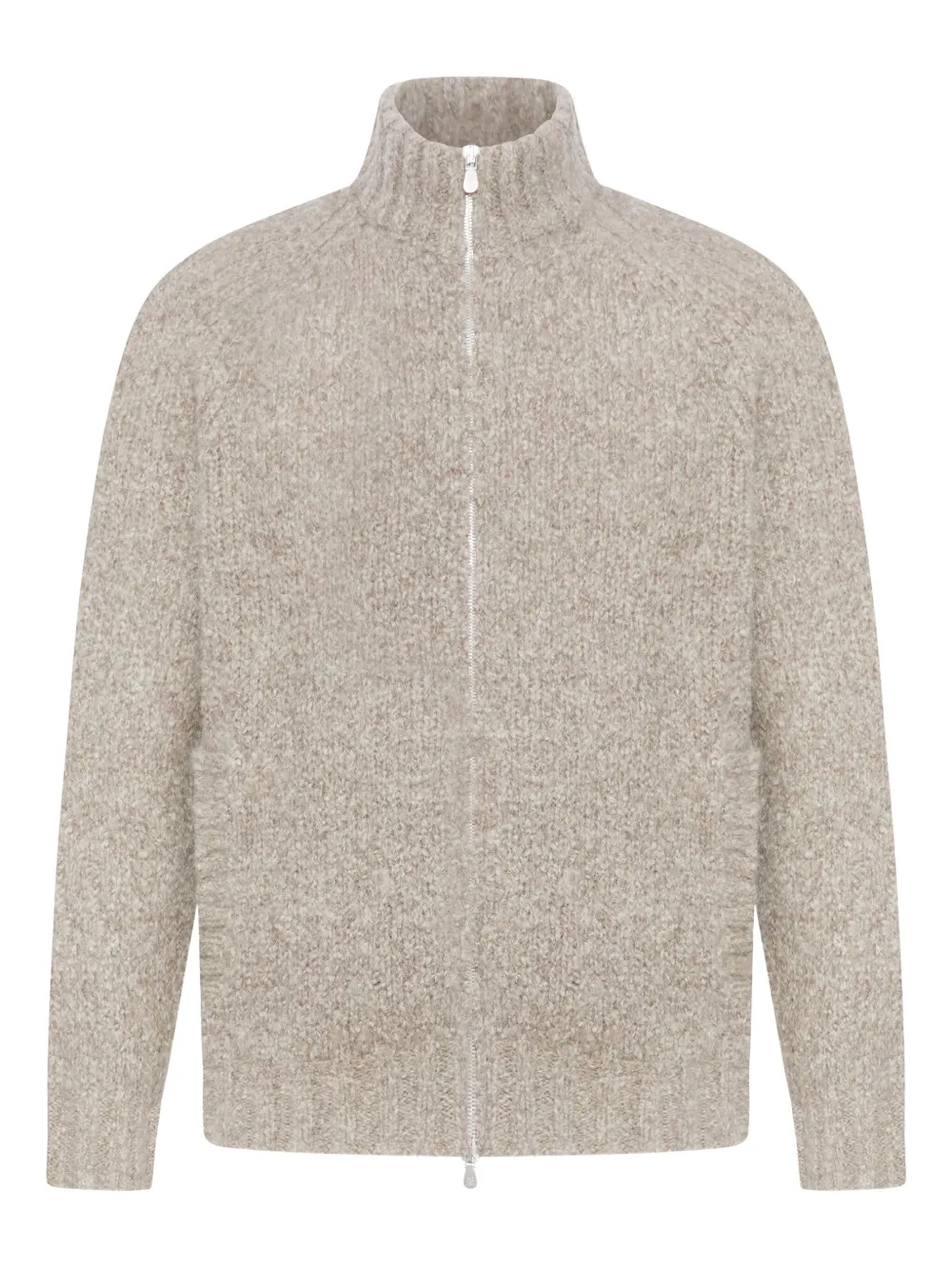 Brunello Cucinelli Vest met hoge hals en rits Beige